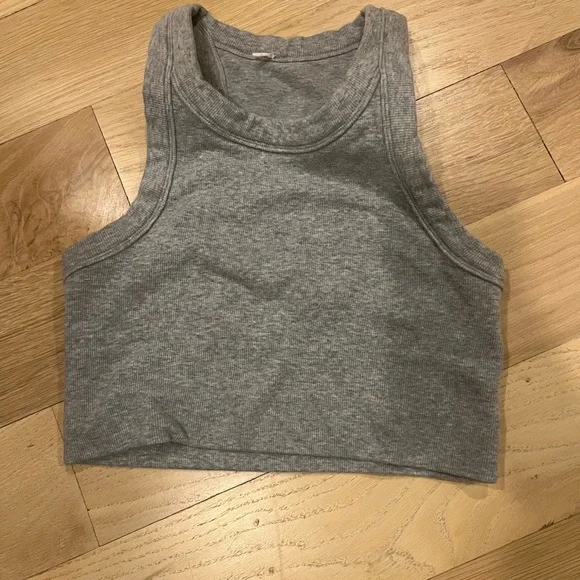 Alo Seemless Delight High Neck Bra Tank - Grey Small - Picture 7 of 7